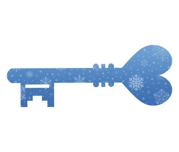 Schlüssel Herz Weihnachten Symbol mit Schnee — Stockvektor