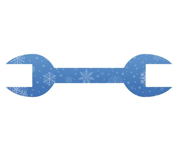 Spanner christmas icon with snow — Stock Vector