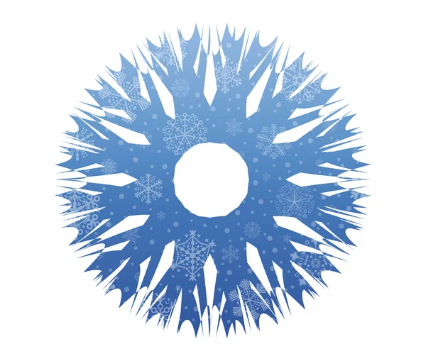 雪で抽象的な円形のクリスマス アイコン — ストックベクタ