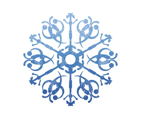 Flocon de neige abstrait icône de Noël avec neige — Image vectorielle