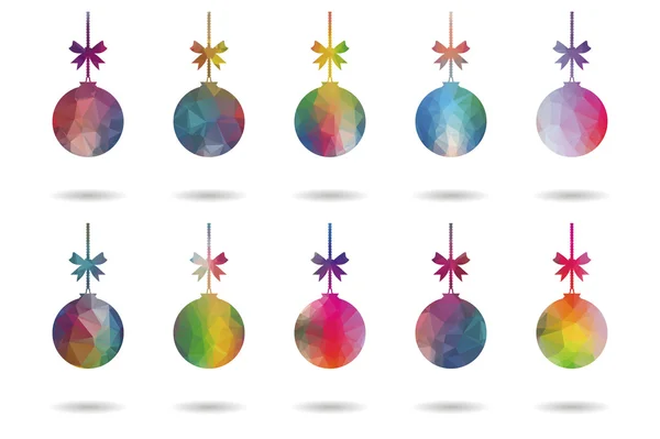 Set christmas balls low poly colorful — Stock Vector