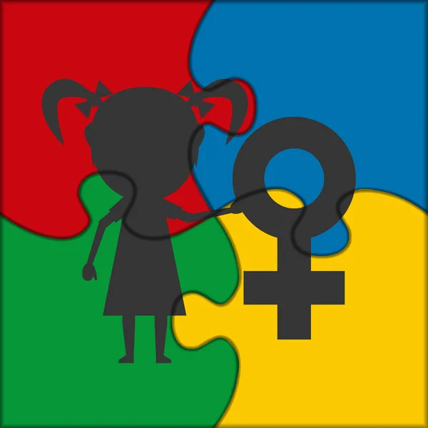 Puzzle ícone menina símbolo feminino —  Vetores de Stock