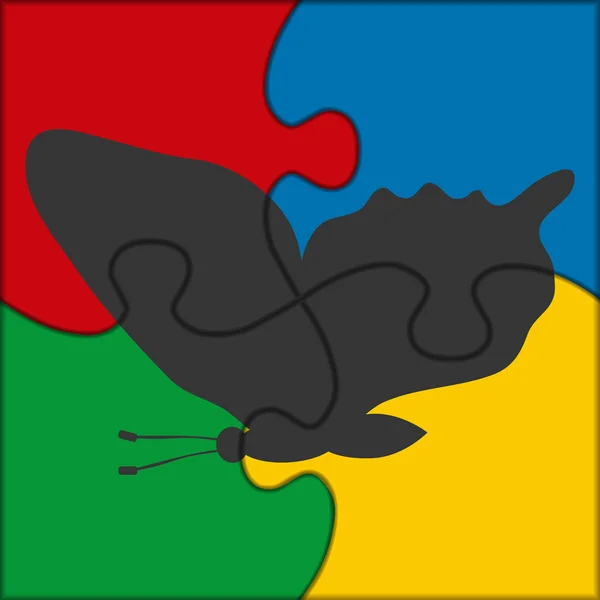 パズルのアイコン抽象的な蝶の飛行 — ストックベクタ