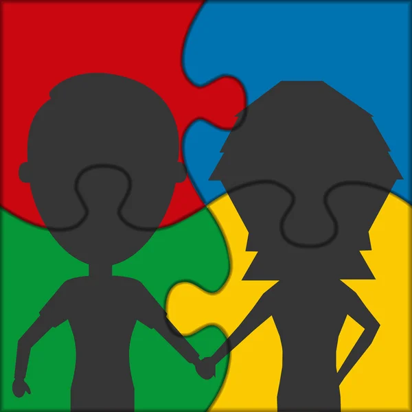 Puzzle icono pareja — Vector de stock