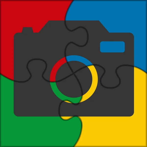Puzzle icon photo camera — Stock Vector