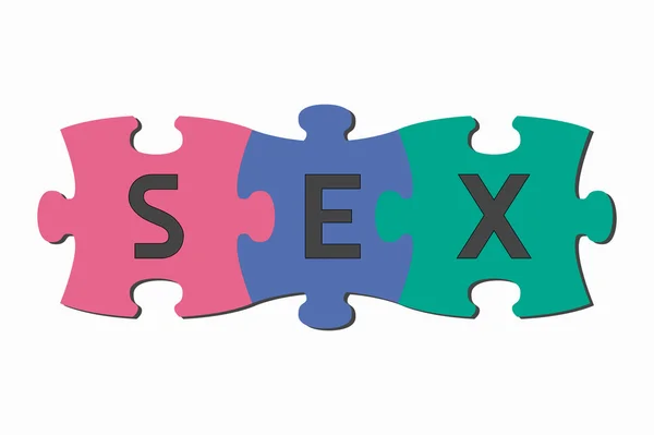 Mot puzzle pièces sexe — Image vectorielle