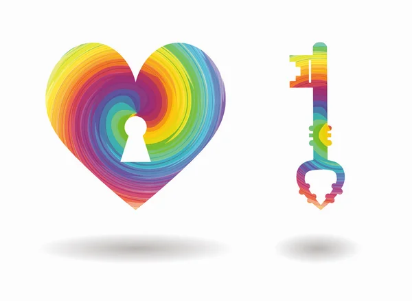 Heart key colorful icon — Stock Vector