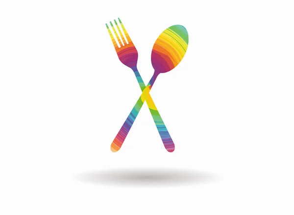 Cuchara y tenedor icono colorido — Vector de stock