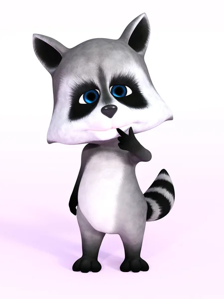 3D rendering of a cute cartoon raccoon. — Stock Photo, Image