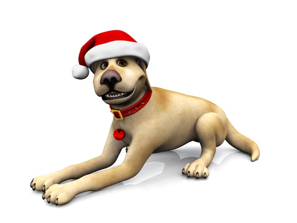 Chien de bande dessinée portant le chapeau de Père Noël . — Photo