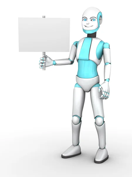 Toon robot ragazzo in possesso di segno vuoto . — Foto Stock