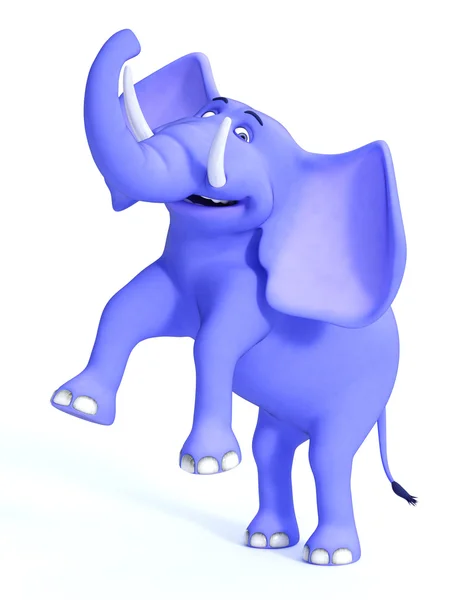 Smiling cute blue toon elephant. — Stockfoto