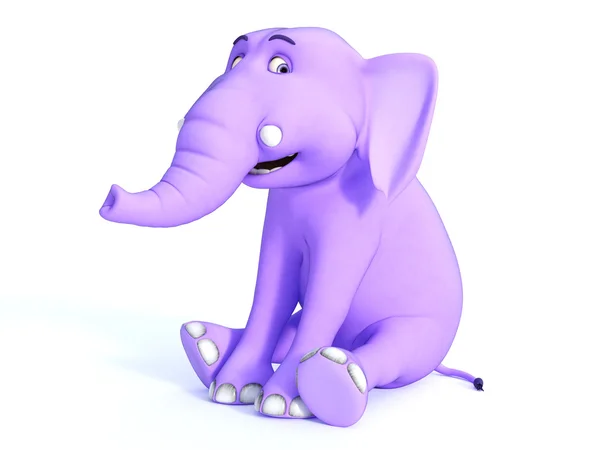 Bonito rosa toon bebê elefante sentado e sorrindo . — Fotografia de Stock