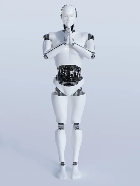 Namaste nr 1 yapan robot erkek. Telifsiz Stok Imajlar