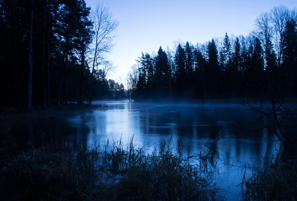 Озеро в блакитному світлі — стокове фото