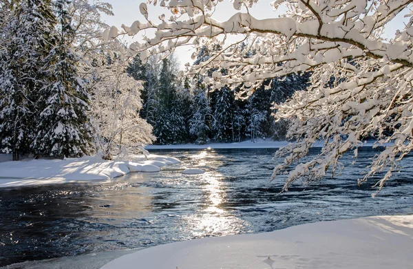 Flod på vintern — Stockfoto