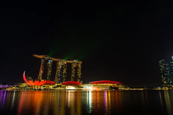 Marina Bay Sands at night during Light and Water Show 'Wonder F — Stock Photo, Image