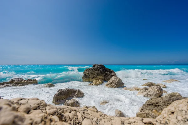 Hermosa playa en la isla Lefkada lefkas —  Fotos de Stock