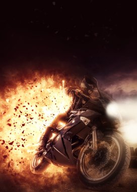 Katana patlama arka plan üzerinde olan adam