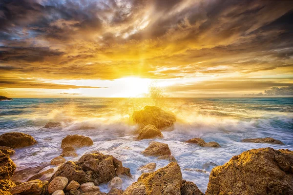 Kathisma beach, Lefkada, Greece at sunset.