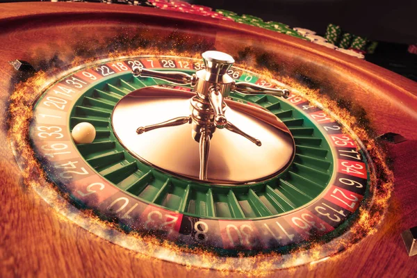 Flaming Casino Roulette Hjul Koncept — Stockfoto