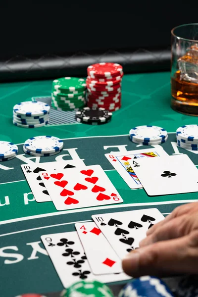 Bir Casino Blackjack Masa Oyunu — Stok fotoğraf