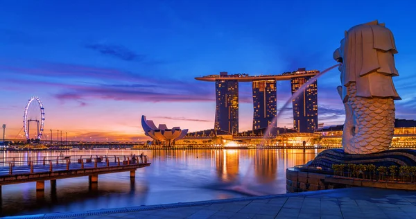 Singapore Città Singapore Febbraio 2020 Singapore Merlion Park Centro Singapore — Foto Stock