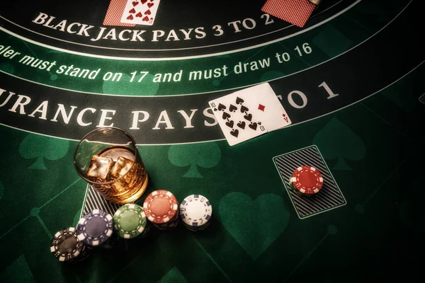 Uma Tabela Casino Black Jack — Fotografia de Stock
