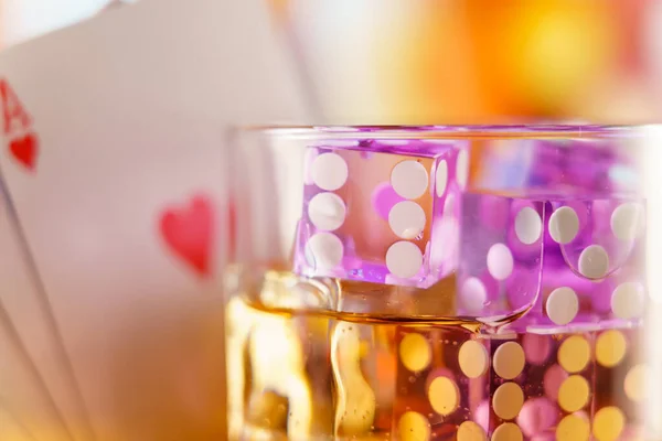 Casino Concept Dice Cocktail Glass Gambling Table — Stock Photo, Image