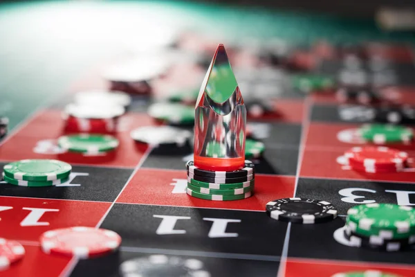 Roulette Table Winning Number Dolly Close Casino Selective Focus — Stock Photo, Image