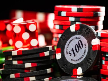 Kumarhane zarı ve çipleri sığ alan derinliği