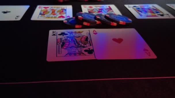 Высокие Ставки Техас Провести Покер Игра Казино Неглубокая Глубина Поля — стоковое видео