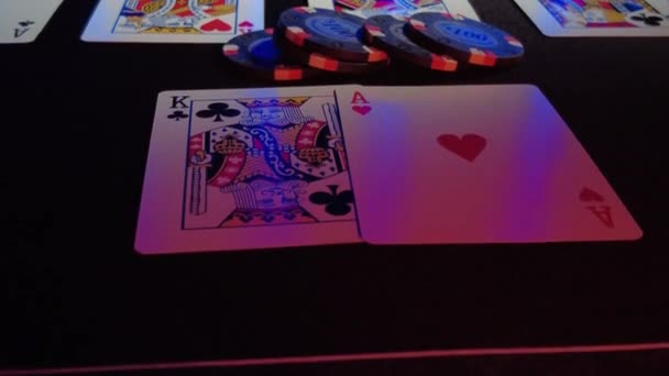 High Stakes Texas Mantê Los Jogo Poker Casino Profundidade Rasa — Vídeo de Stock