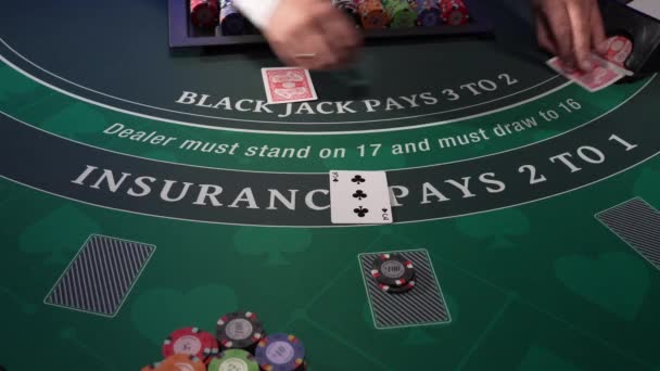 Negociante Mesa Casino Black Jack — Vídeo de Stock