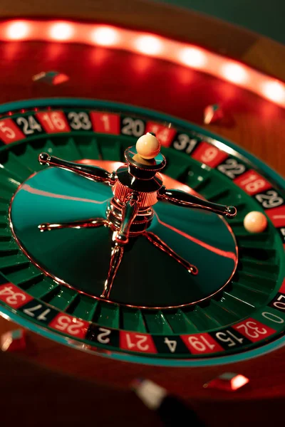 Rueda Ruleta Cerca Casino Enfoque Selectivo — Foto de Stock