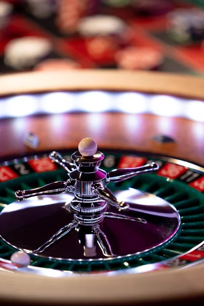 Rueda Ruleta Cerca Casino Enfoque Selectivo — Foto de Stock