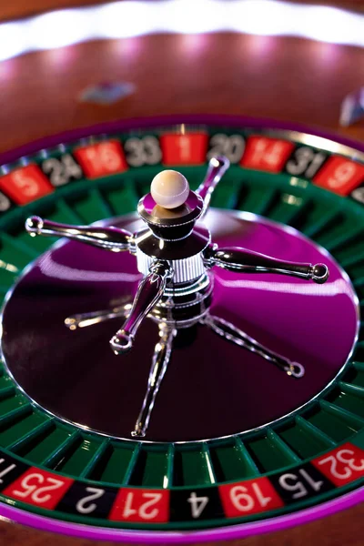 Rueda Ruleta Cerca Casino Enfoque Selectivo — Foto de Stock