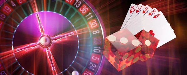 Kasino Set Med Roulette Kort Och Tärningar — Stockfoto