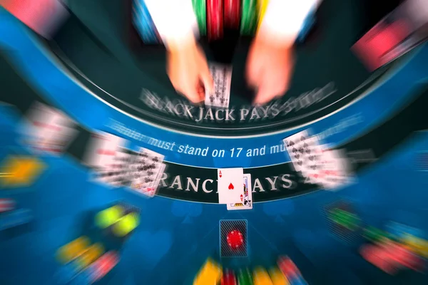 Overhead Ansicht Eines Casino Black Jack Tisches — Stockfoto