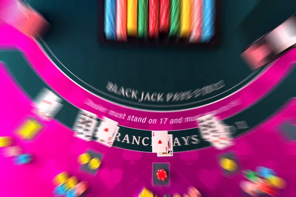 Overhead View Casino Black Jack Table — Stock Photo, Image