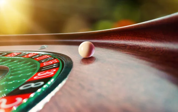 Inside of a spinning Roulette wheel close up at the Casino - Selective Focus