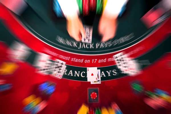 Overhead Ansicht Eines Casino Black Jack Tisches — Stockfoto