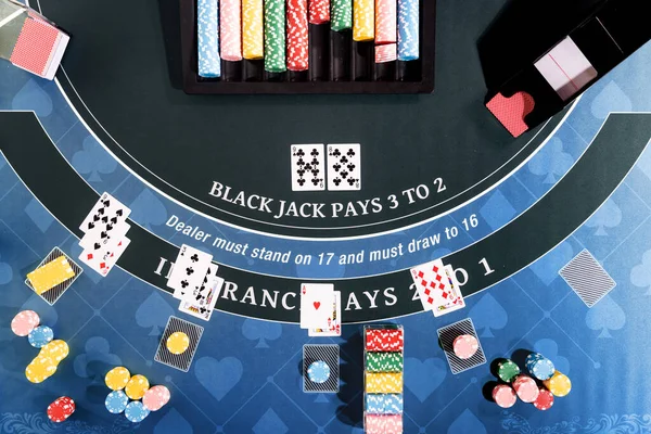 Vista Aerea Tavolo Casinò Black Jack — Foto Stock