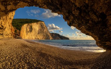 Yunanistan 'ın Lefkas adasındaki Porto Katsiki plajı