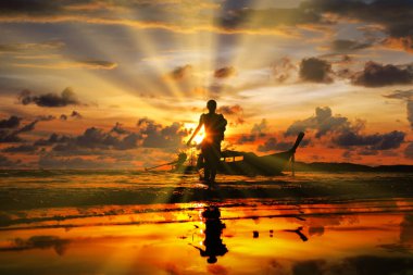 Ao Nang Krabi 'de gün batımı Tayland