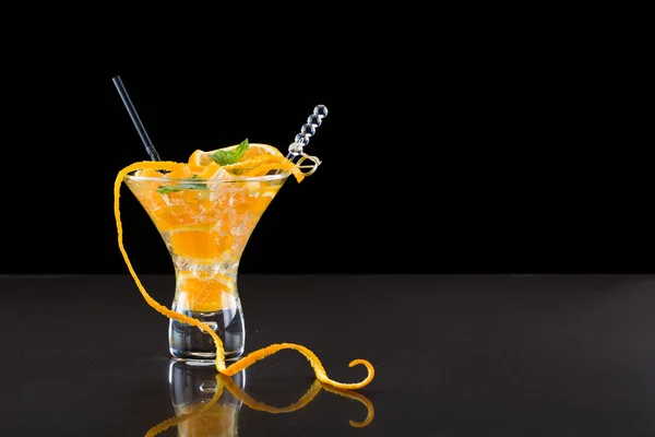 Orange  Mojito over black  background — Stock Photo, Image