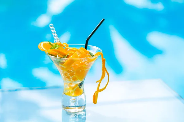 Fresh orange Mojito cocktail  with twist — Stock Photo, Image