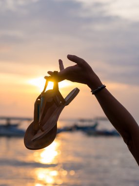 Bali Endonezya kumsalda kadın