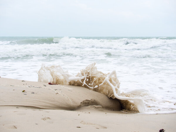 Waves crashing on the sand 