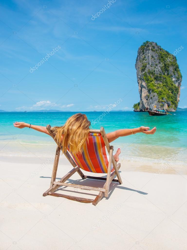 Woman on a tropical beach 